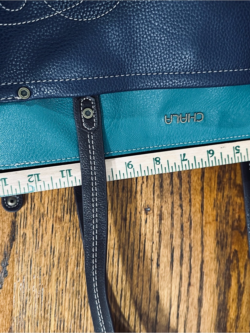 Chala Navy & Teal Flip-Flop Tote NWT - Picture 7 of 15